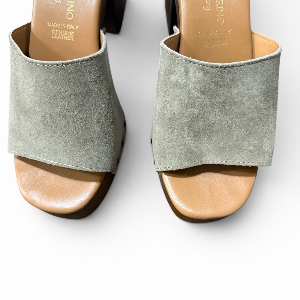 Suede Slide Mules in Sage Green. Gently Used - Picture 8 of 9